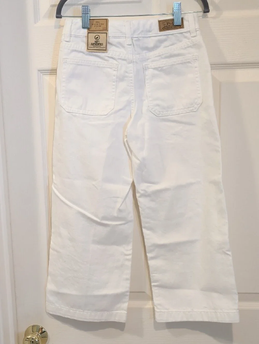 Polo Ralph Lauren White High-Rise Button Front Wide Leg Cropped Jeans NWT